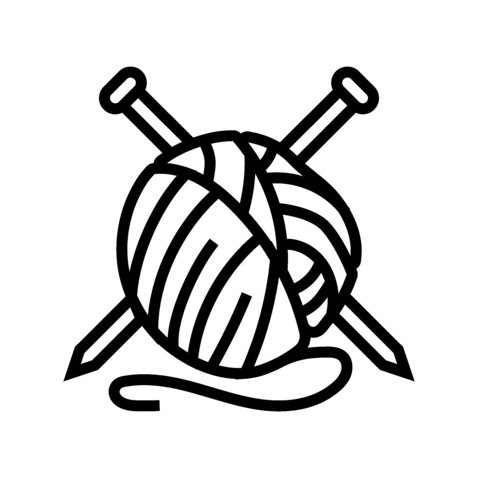 knitting needles slow living line icon illustration vector