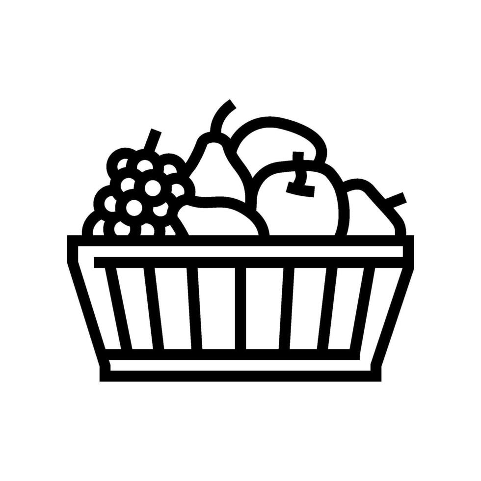 fruit basket slow living line icon illustration vector
