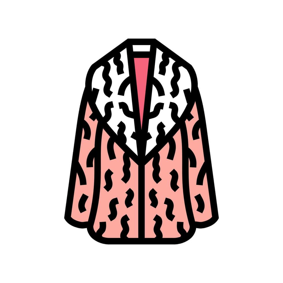 voluminous faux fur coats stylish clothes color icon illustration vector