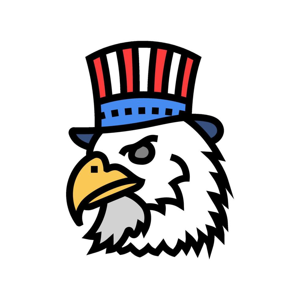 bald eagle uncle sam hat color icon illustration vector