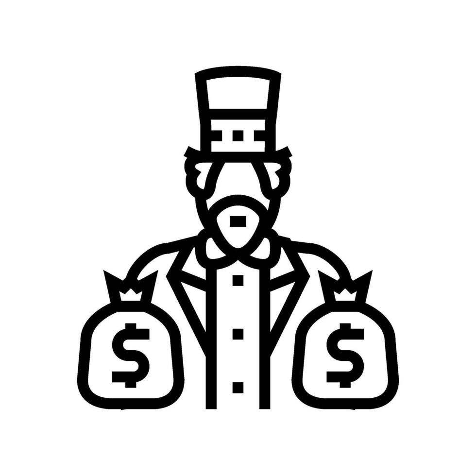 uncle sam sack of money line icon illustration vector