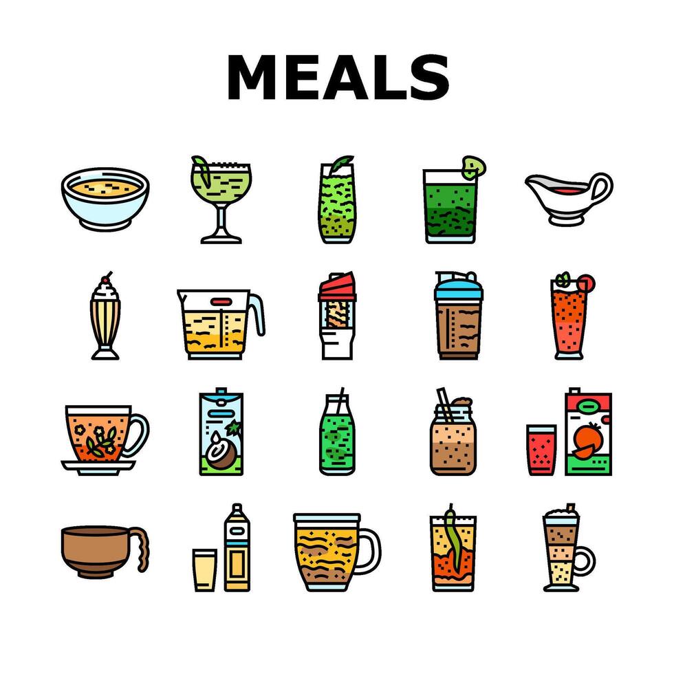 meals as drinks smoothie shake icons. vector