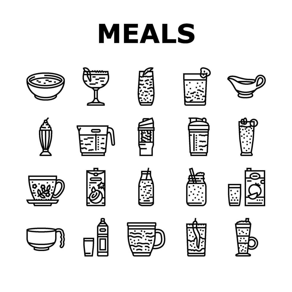meals as drinks smoothie shake icons vector