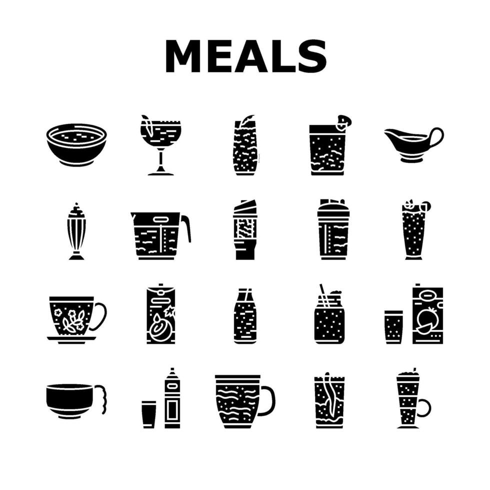 meals as drinks smoothie shake icons. set vector