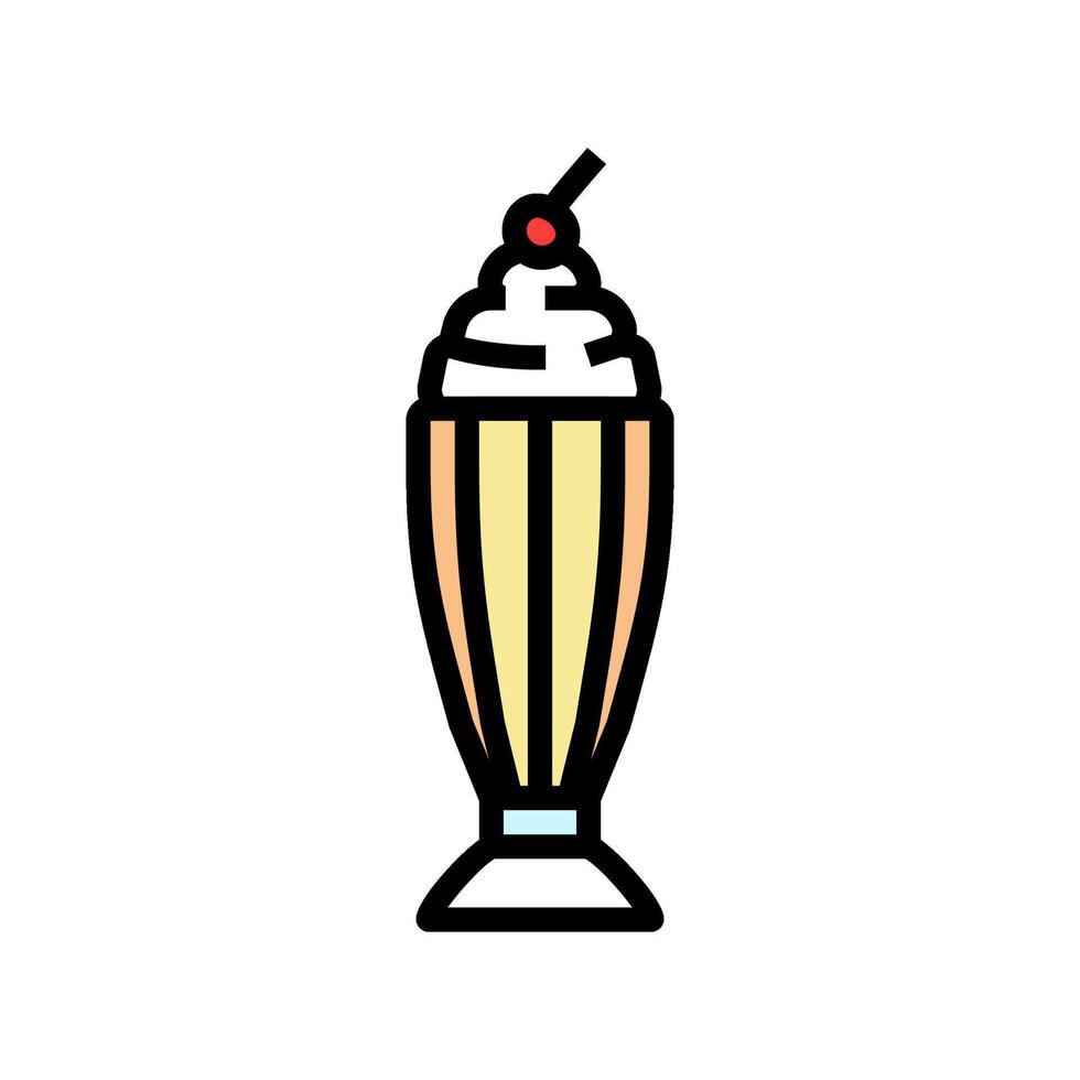 milkshake glass meal drink color icon illustration vector