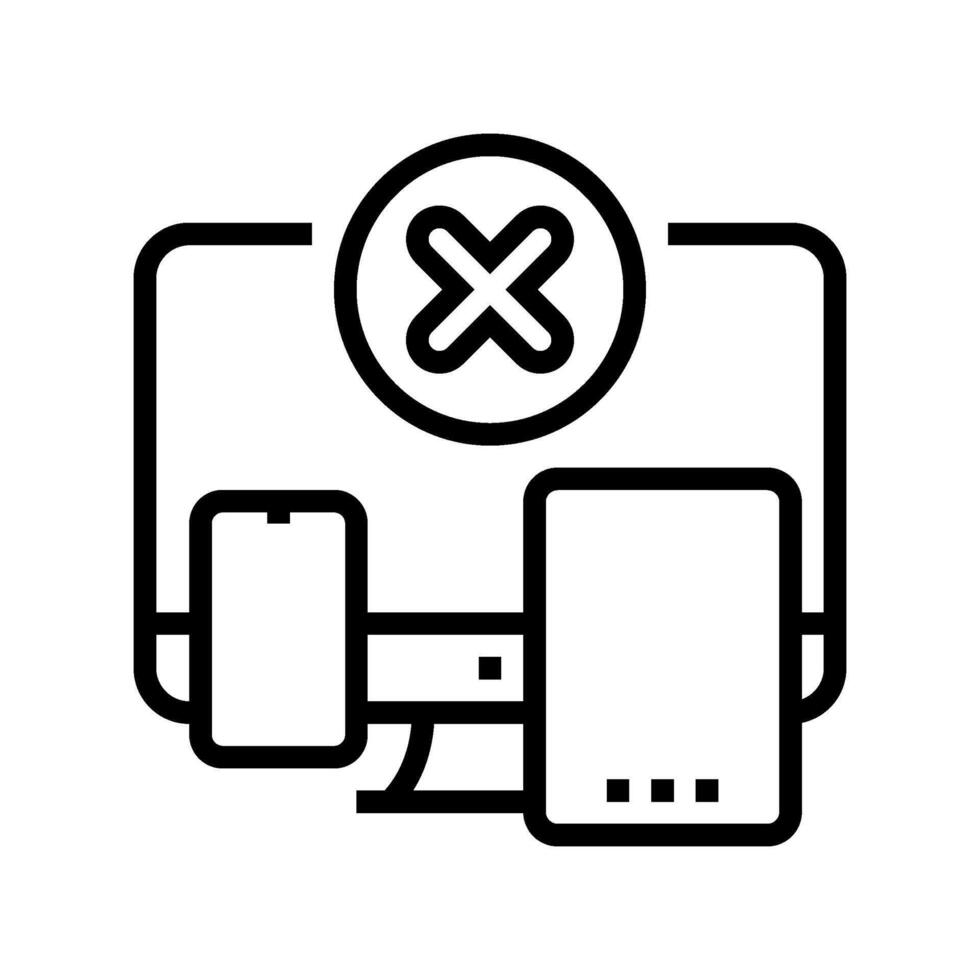 digital detox mindful tech engagement line icon illustration vector