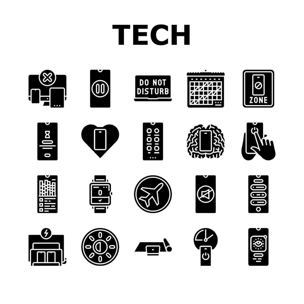 mindful tech engagement balance icons vector