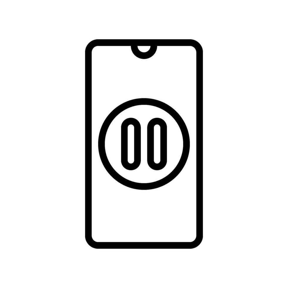 smartphone pause mindful tech line icon illustration vector
