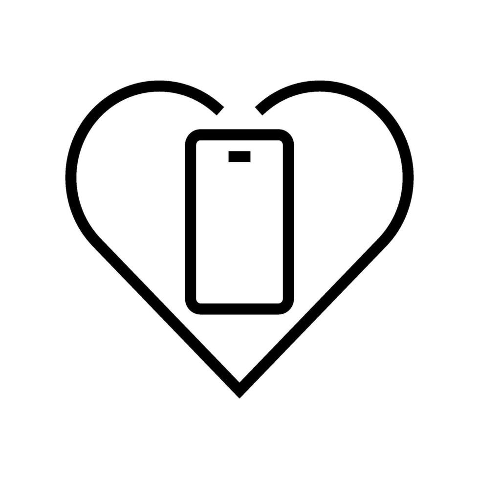heart phone symbol mindful tech line icon illustration vector
