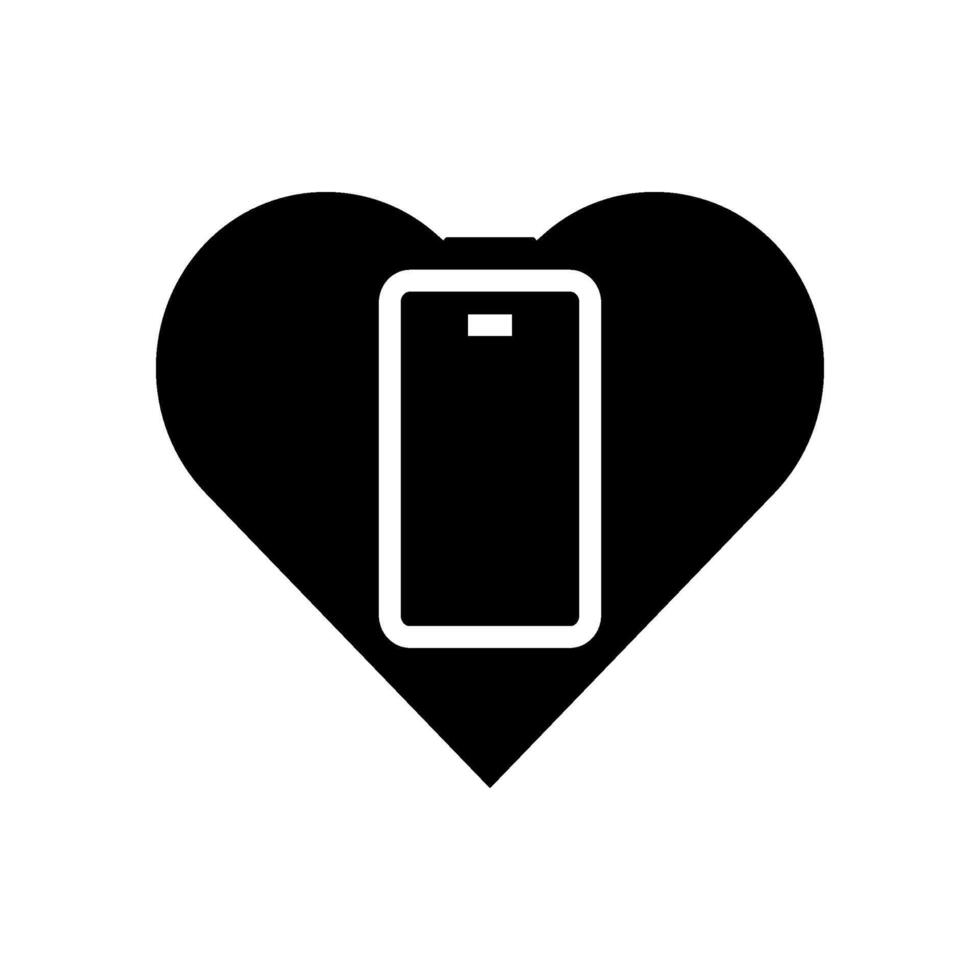 heart phone symbol mindful tech glyph icon illustration vector