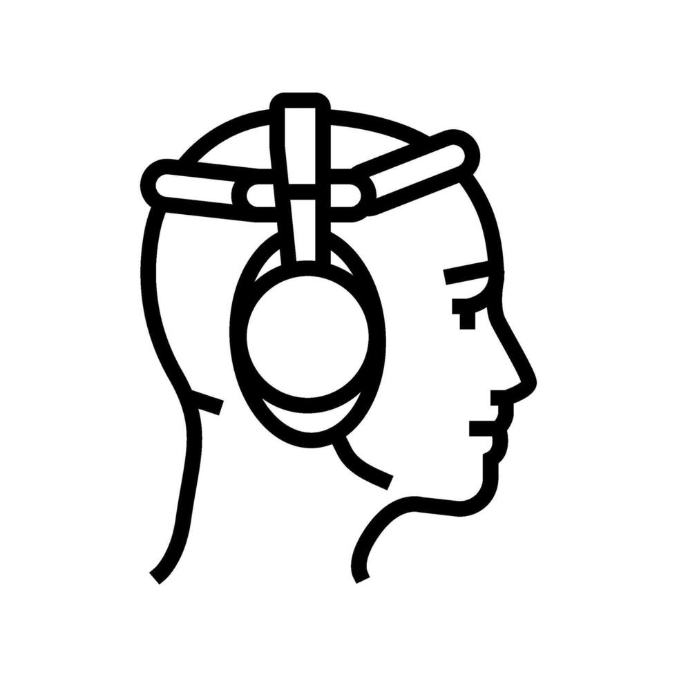biofeedback headset personalized health line icon illustration vector