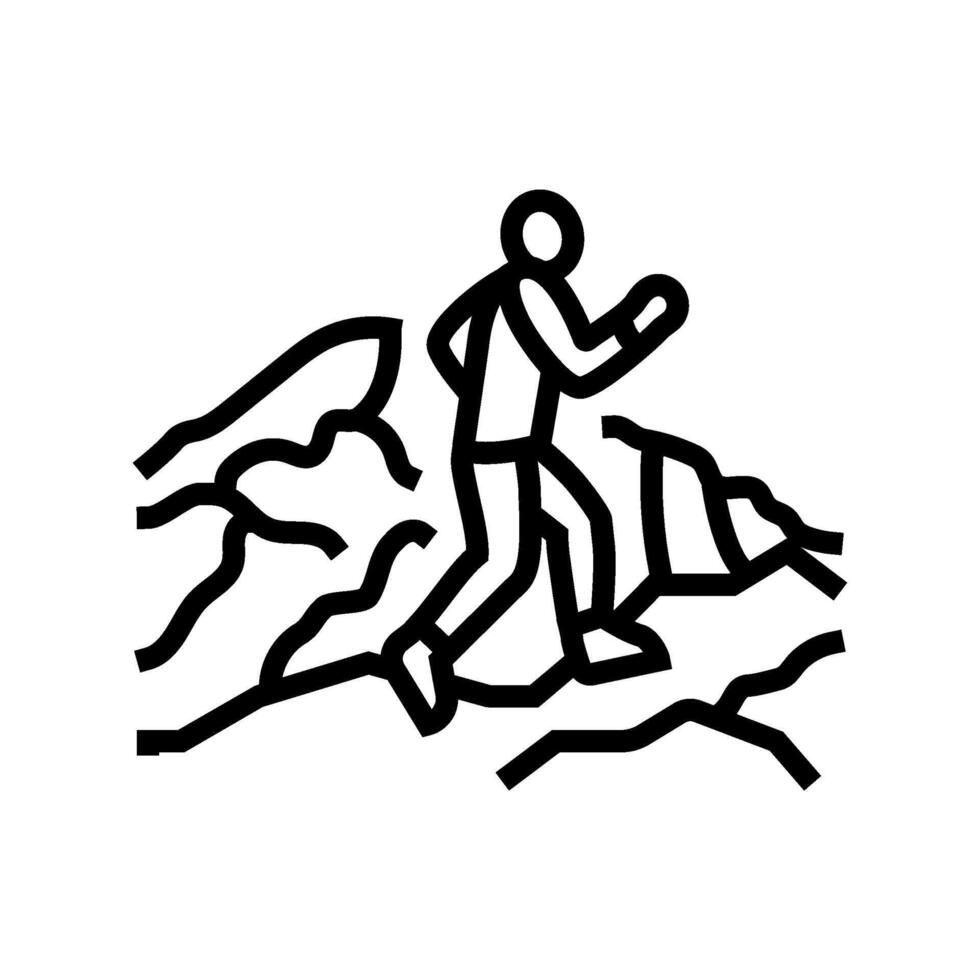 mountain trail running outdoor fitness line icon illustration vector
