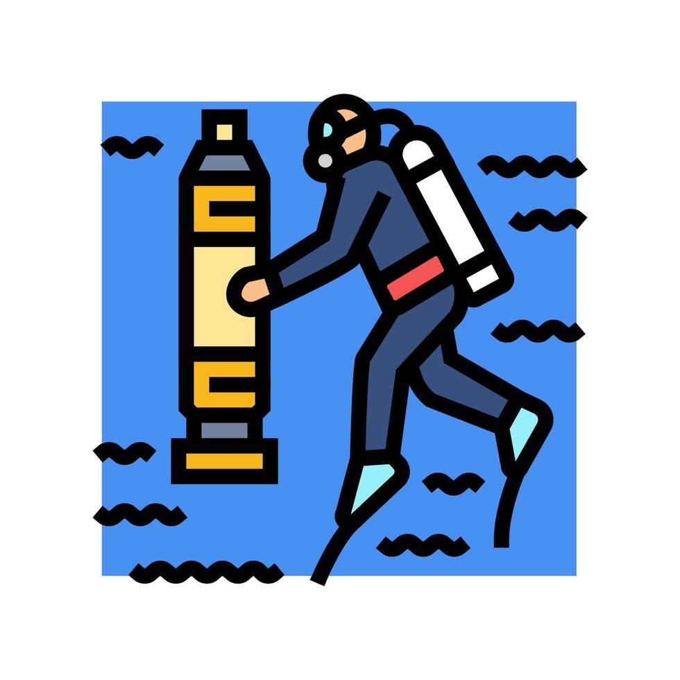 oceanographer equipment world ocean color icon illustration vector