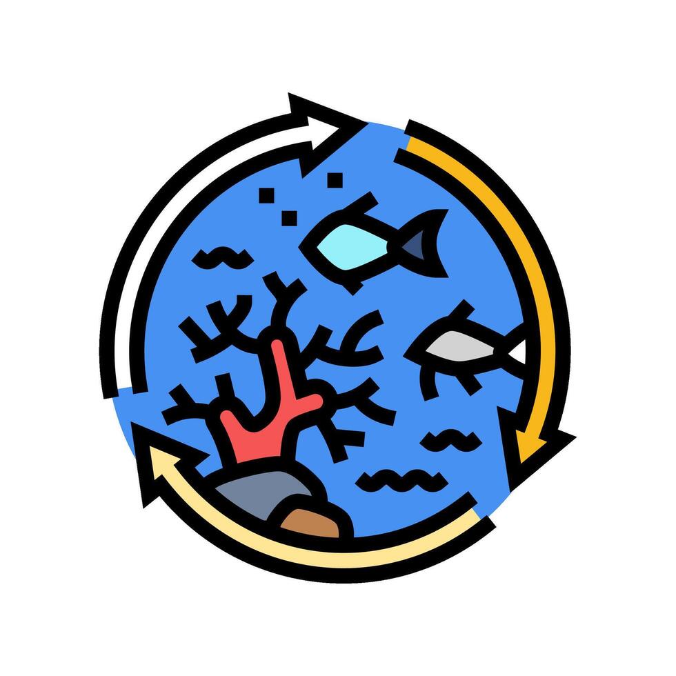 marine ecosystem world ocean color icon illustration vector