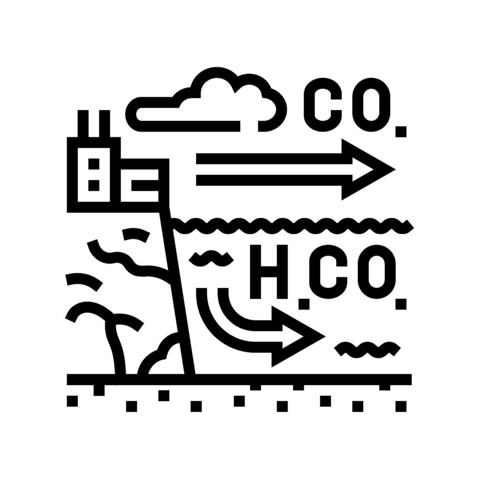 acidification chart world ocean line icon illustration vector