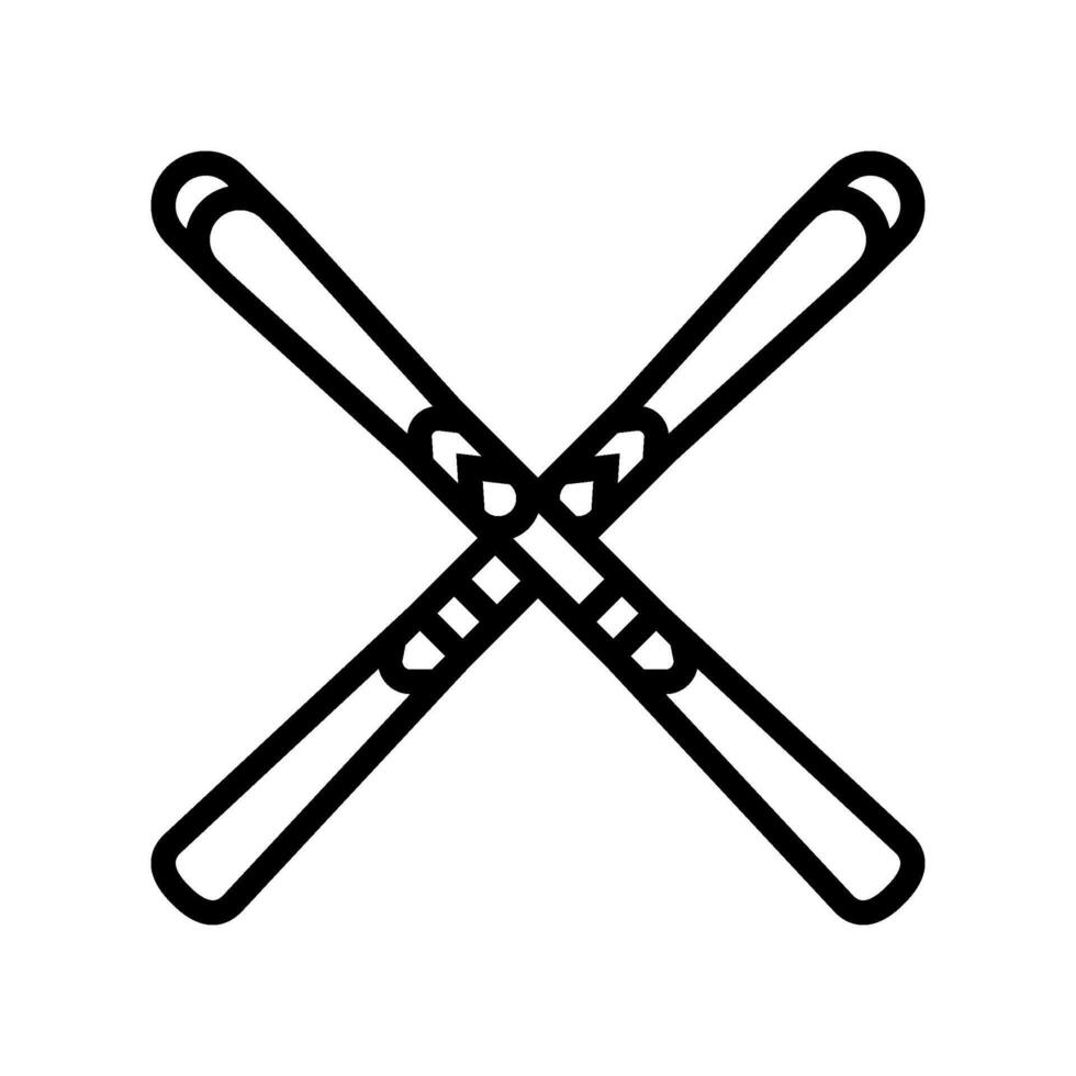 pair skis crossed mountain skiing line icon illustration vector