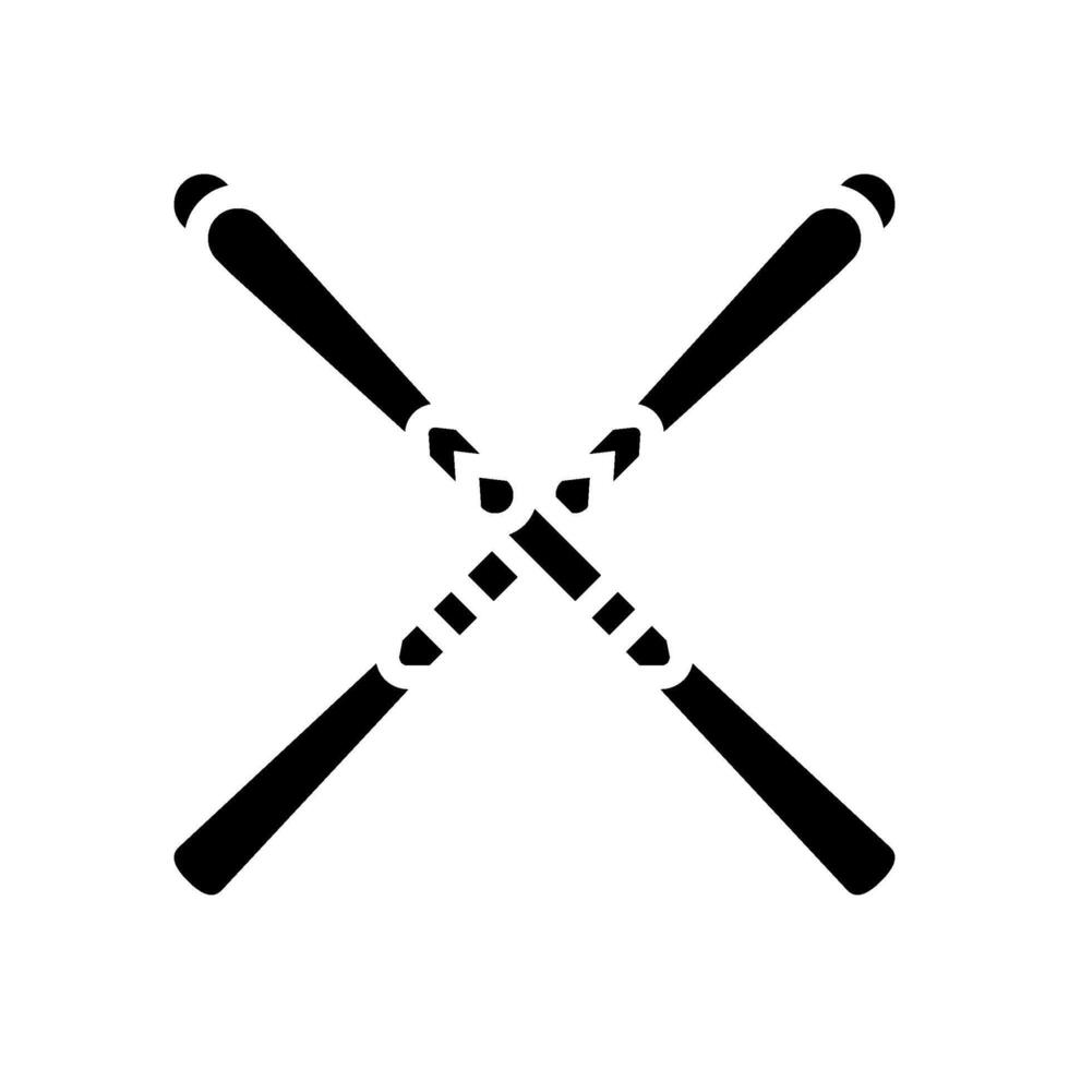 pair skis crossed mountain skiing glyph icon illustration vector