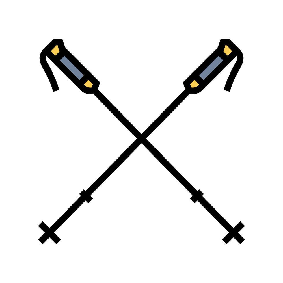 poles mountain skiing color icon illustration vector