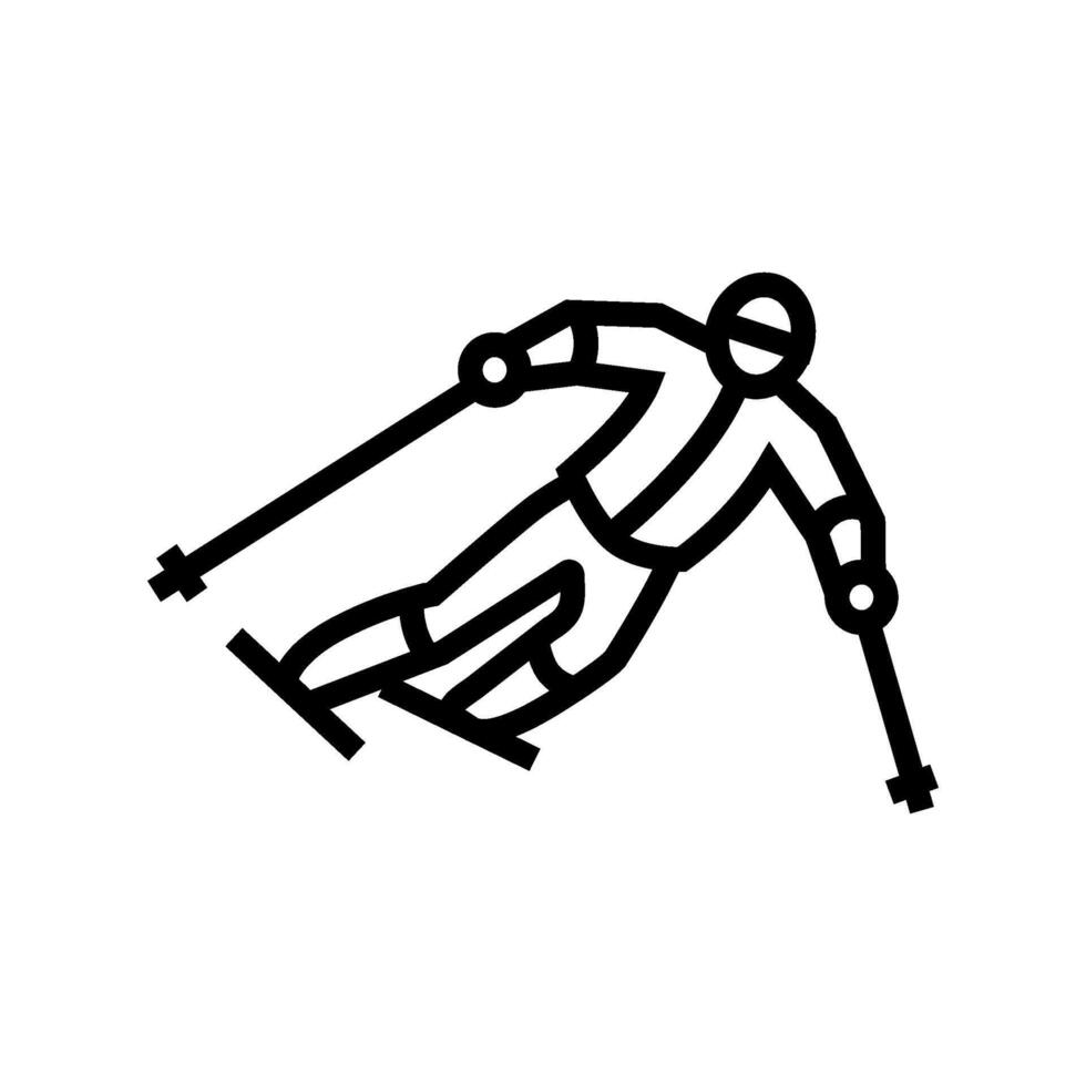 skier downhill position mountain skiing line icon illustration vector