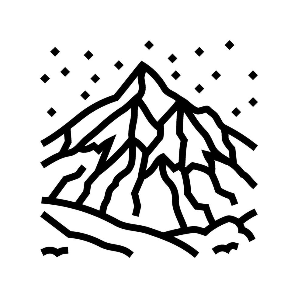snow covered mountain skiing line icon illustration vector