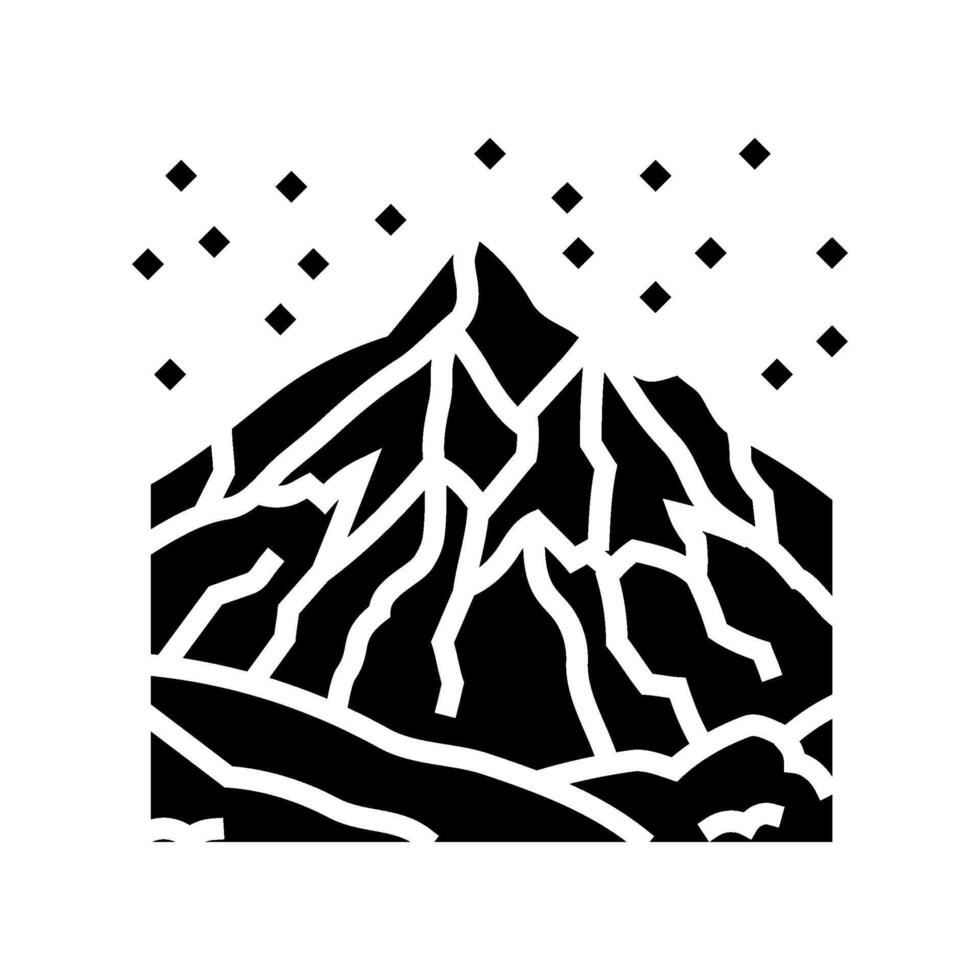 snow covered mountain skiing glyph icon illustration vector