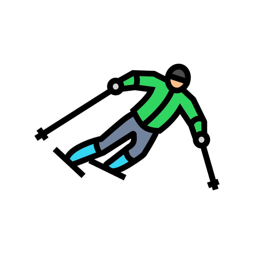 skier downhill position mountain skiing color icon illustration vector