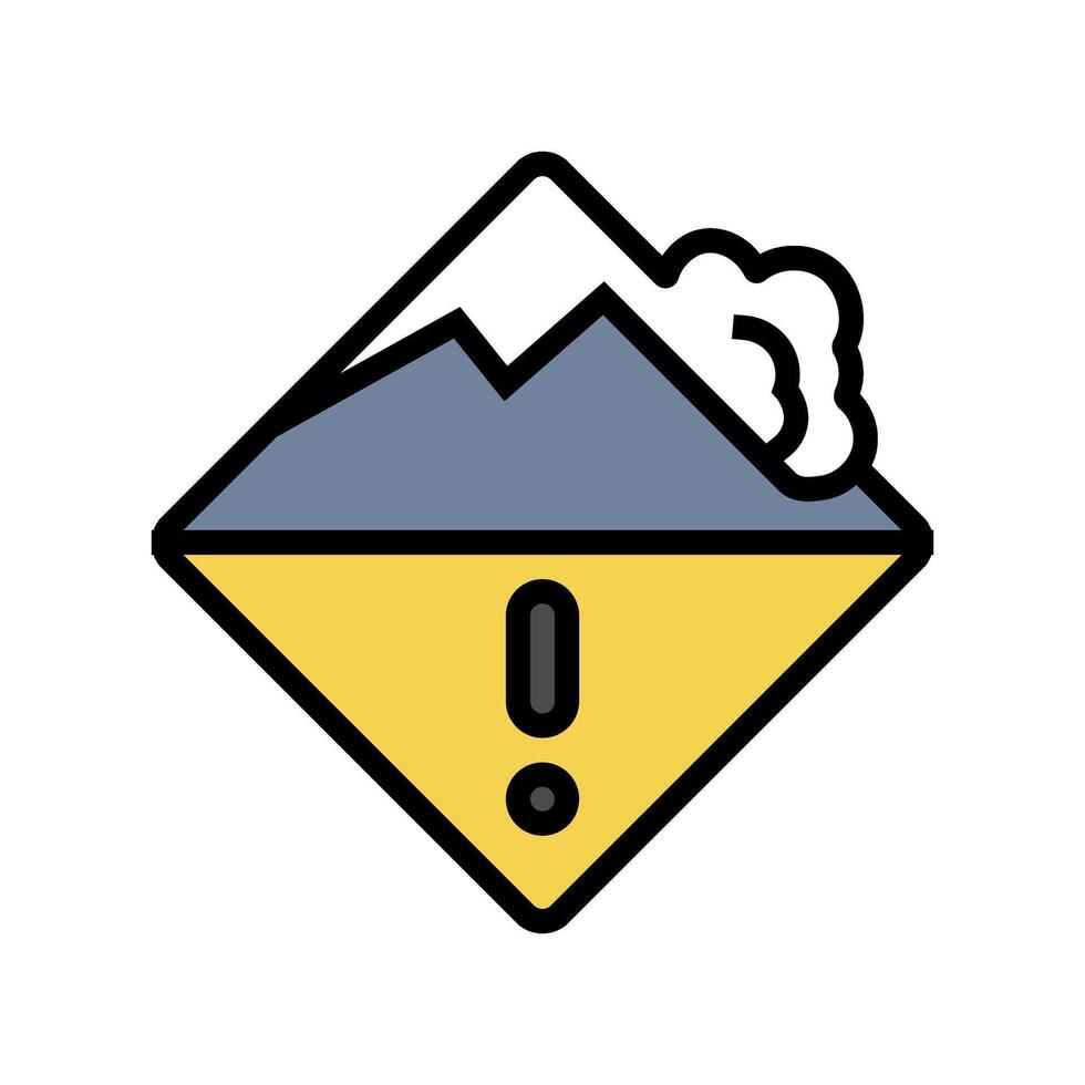 avalanche warning mountain skiing color icon illustration vector