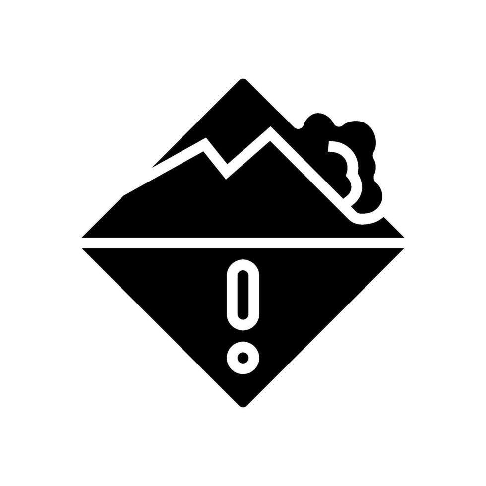 avalanche warning mountain skiing glyph icon illustration vector