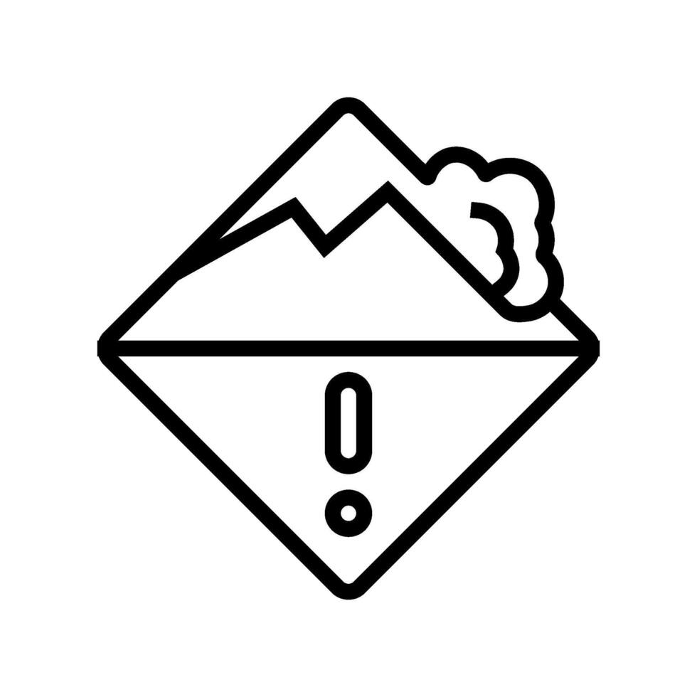 avalanche warning mountain skiing line icon illustration vector