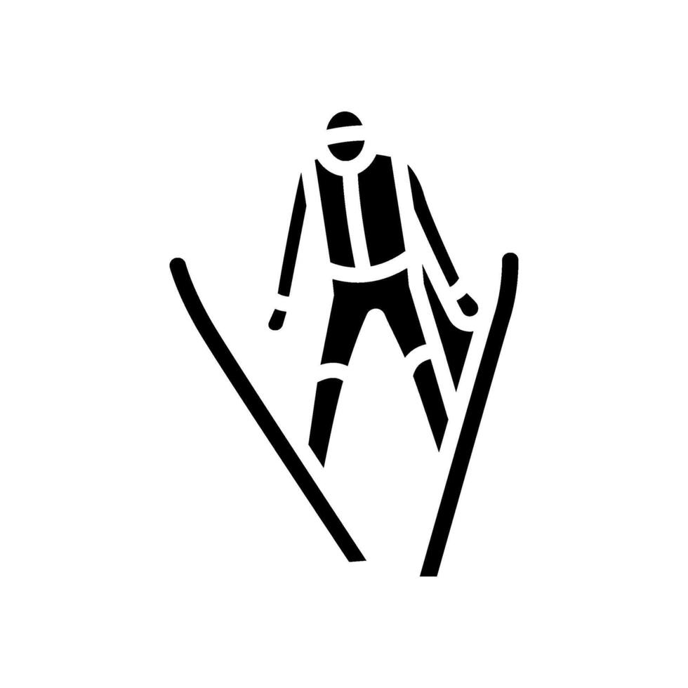 skier performing jump mountain skiing glyph icon illustration vector