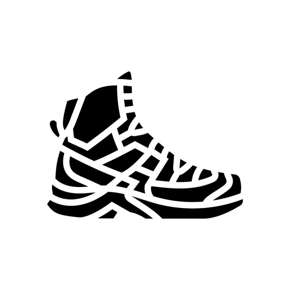 over the ankle hiking shoes footwear tourism glyph icon illustration vector