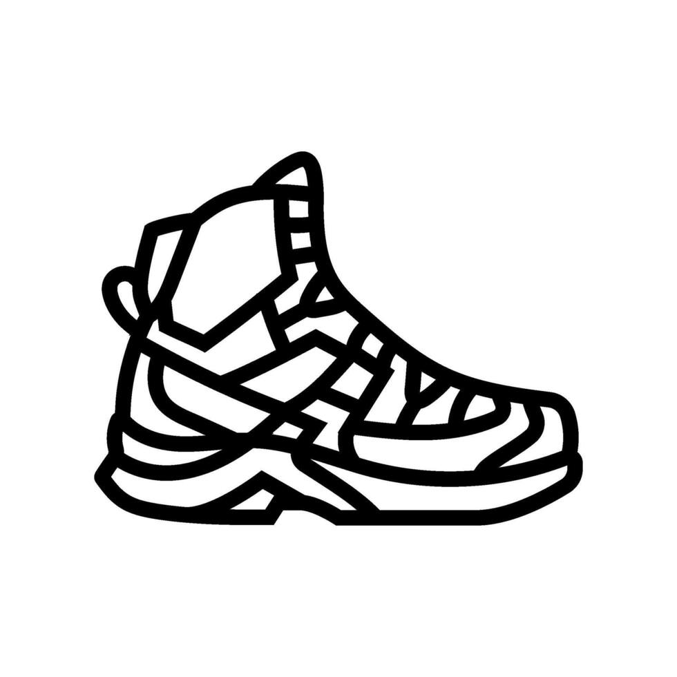 over the ankle hiking shoes footwear tourism line icon illustration vector