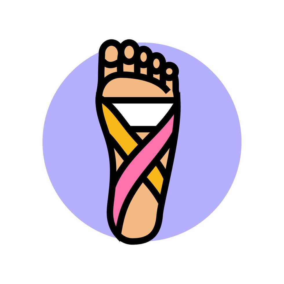 foot kinesio tape for arch support color icon illustration vector