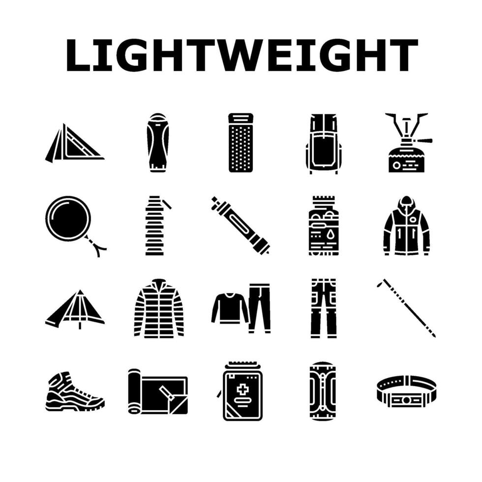 lightweight backpacking icons vector