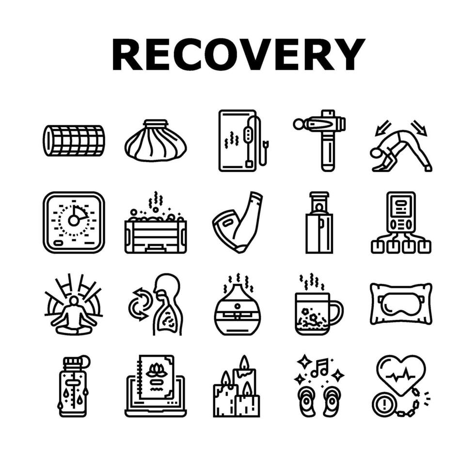 recovery wellness practices icons symbol vector