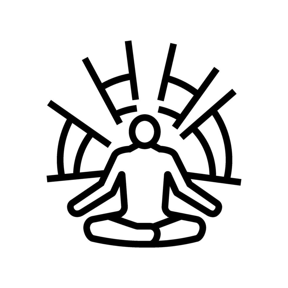 meditation pose radiating waves line icon illustration vector