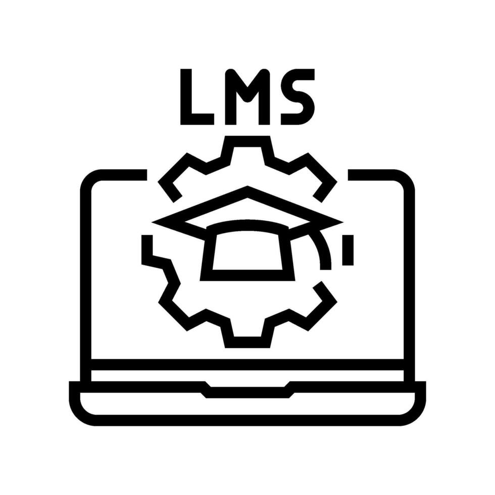 learning management system education platform line icon illustration vector