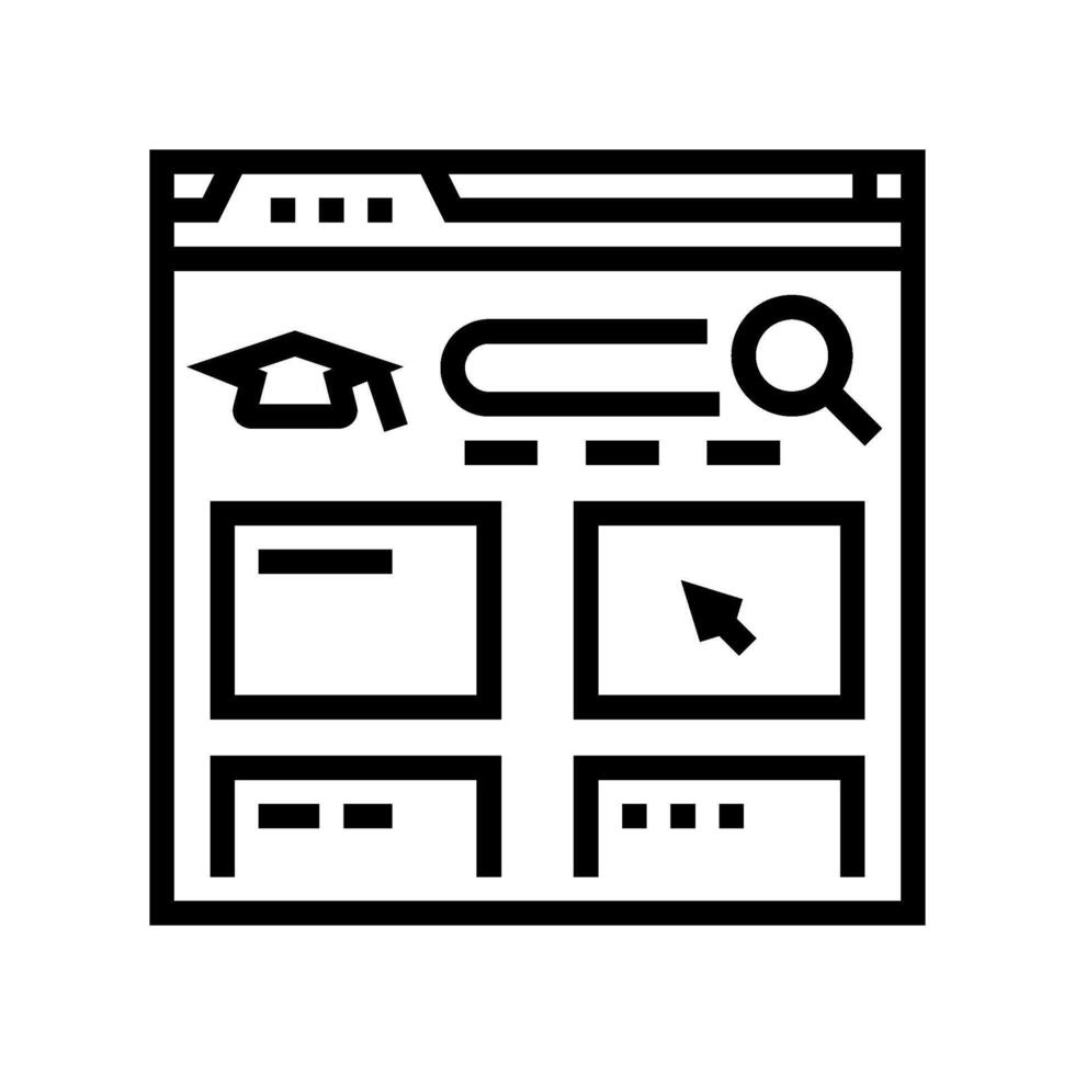 course search bar education platform line icon illustration vector