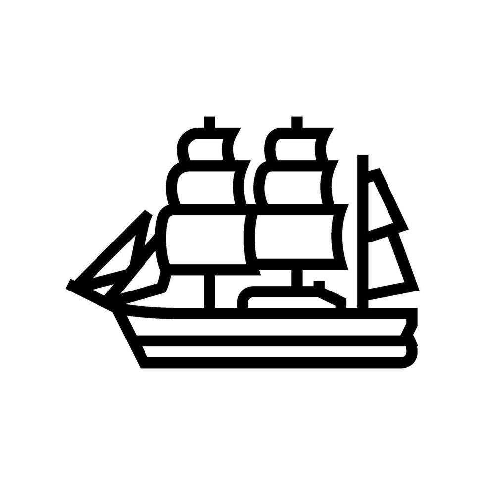 ship with sails geographical discoveries line icon illustration vector