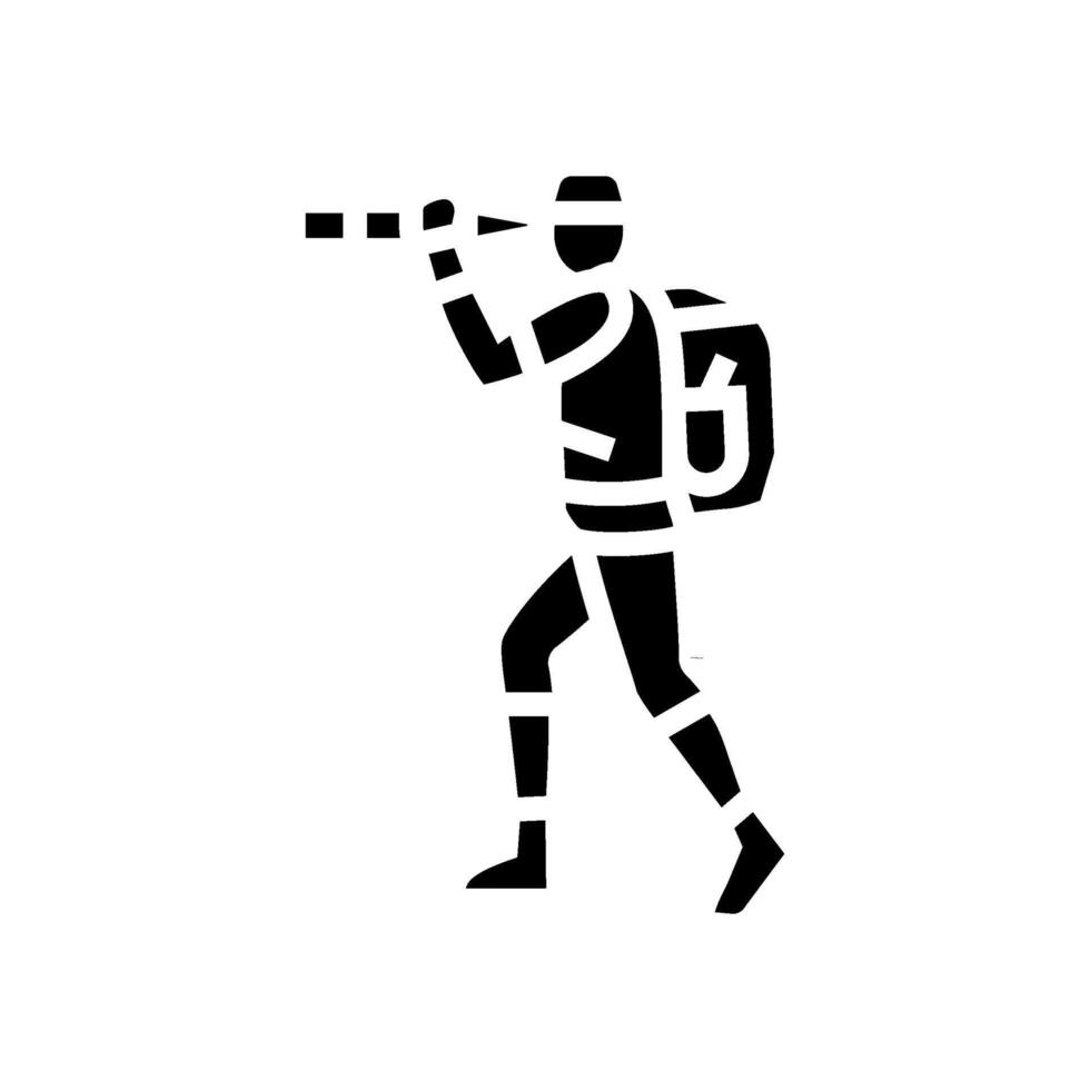 explorer with telescope geographical glyph icon illustration vector