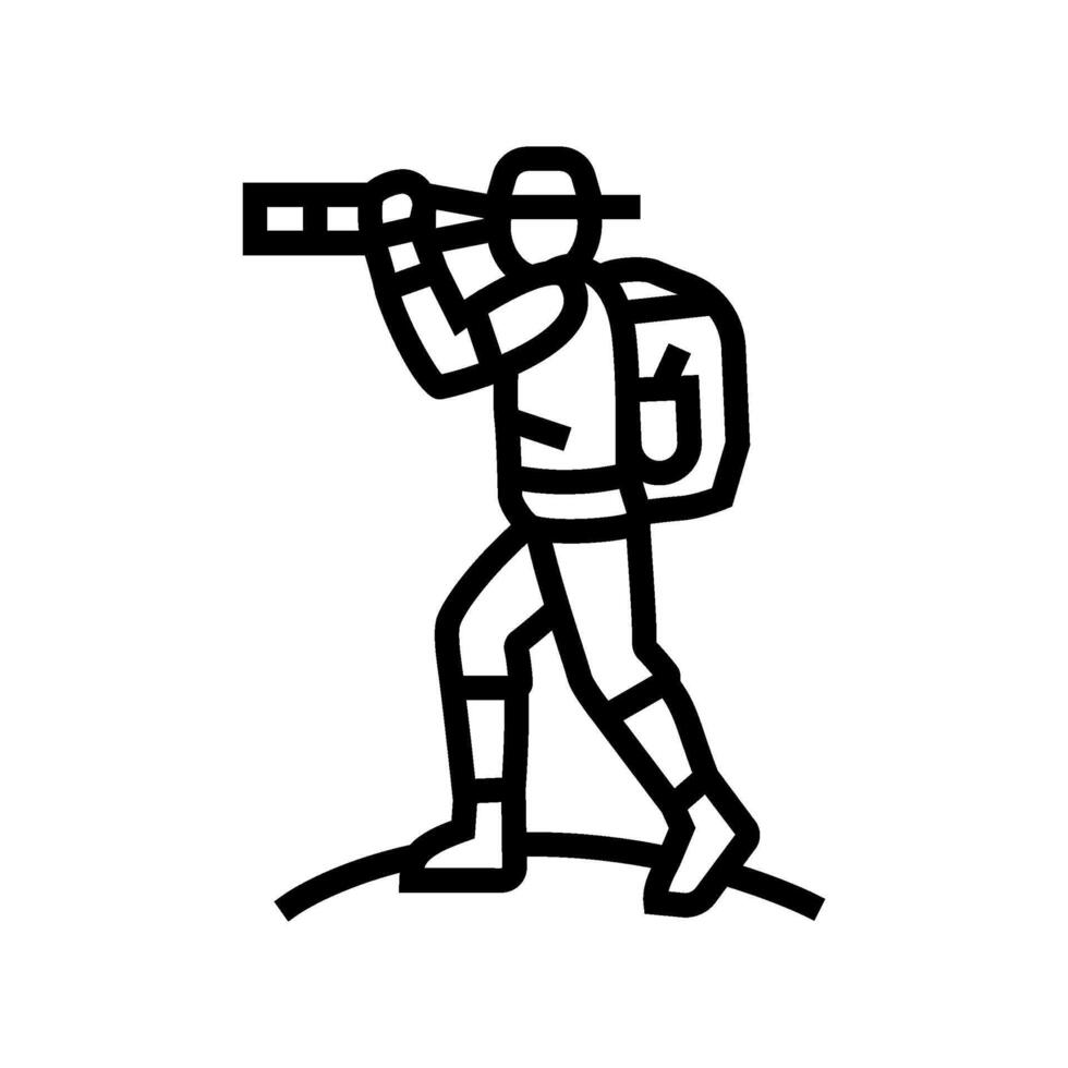 explorer with telescope geographical line icon illustration vector