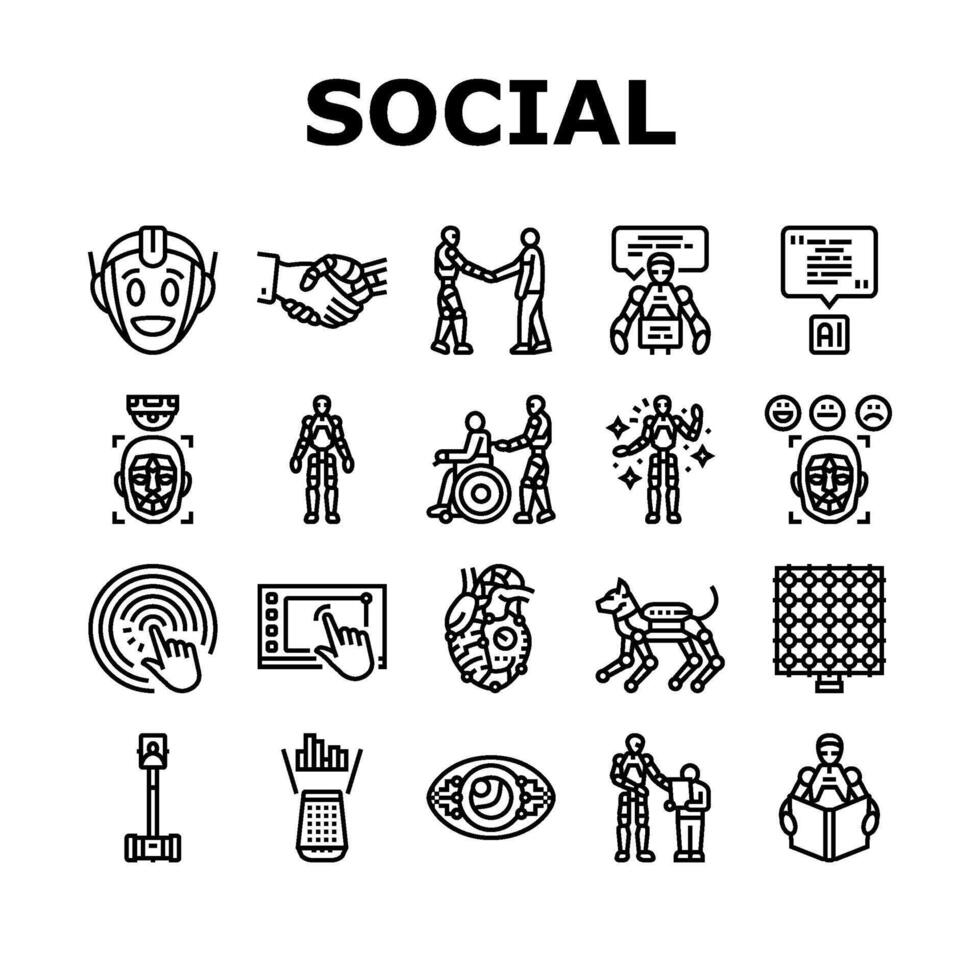 social robotics ai interaction set vector