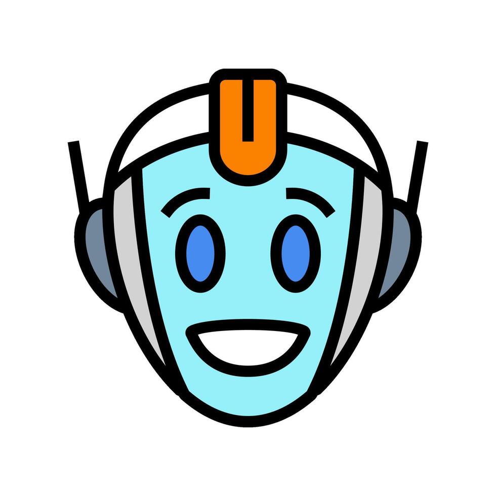 robot face smile social robotics color icon illustration vector