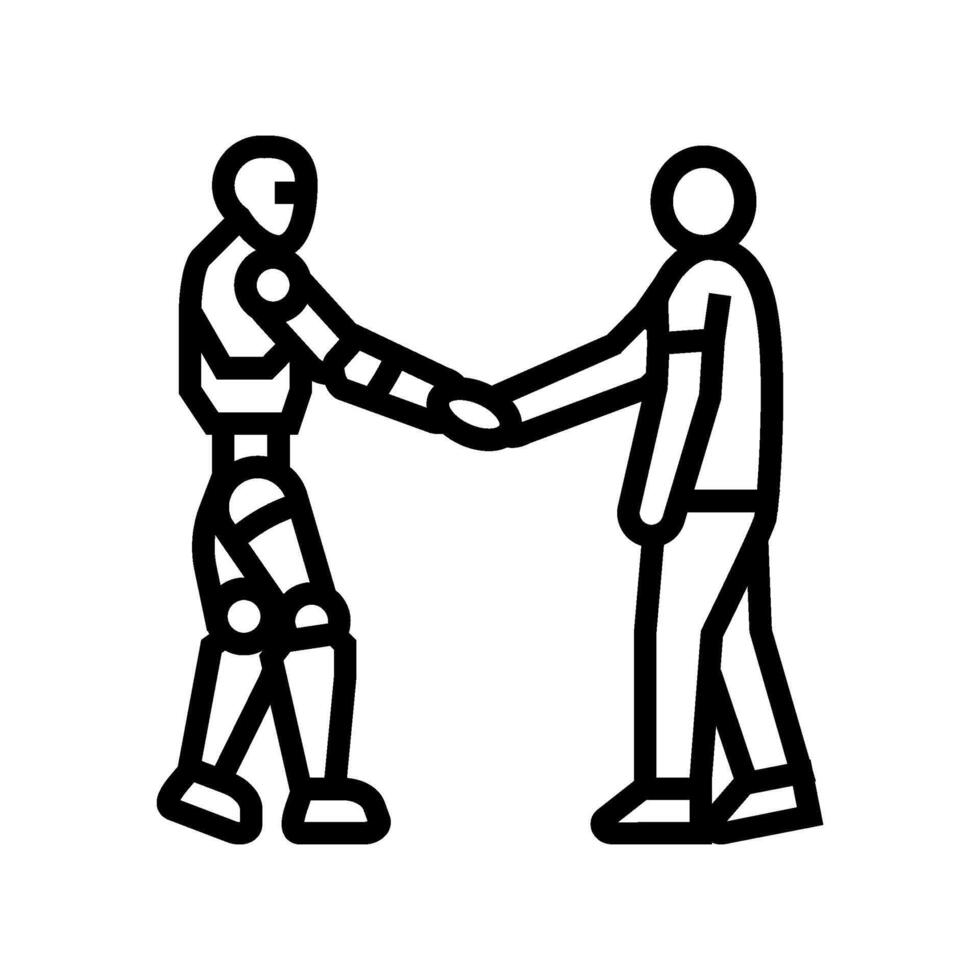 human robot interaction social robotics line icon illustration vector