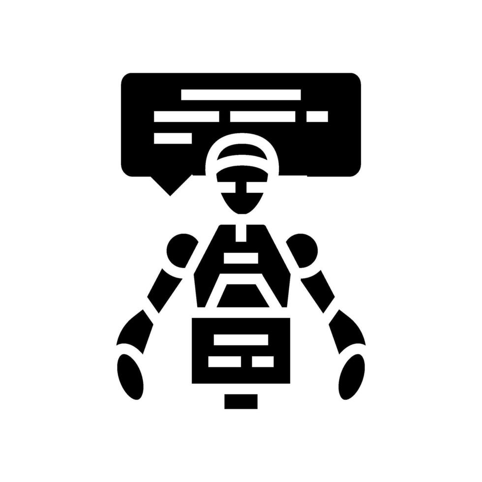 social robot assistant robotics glyph icon illustration vector