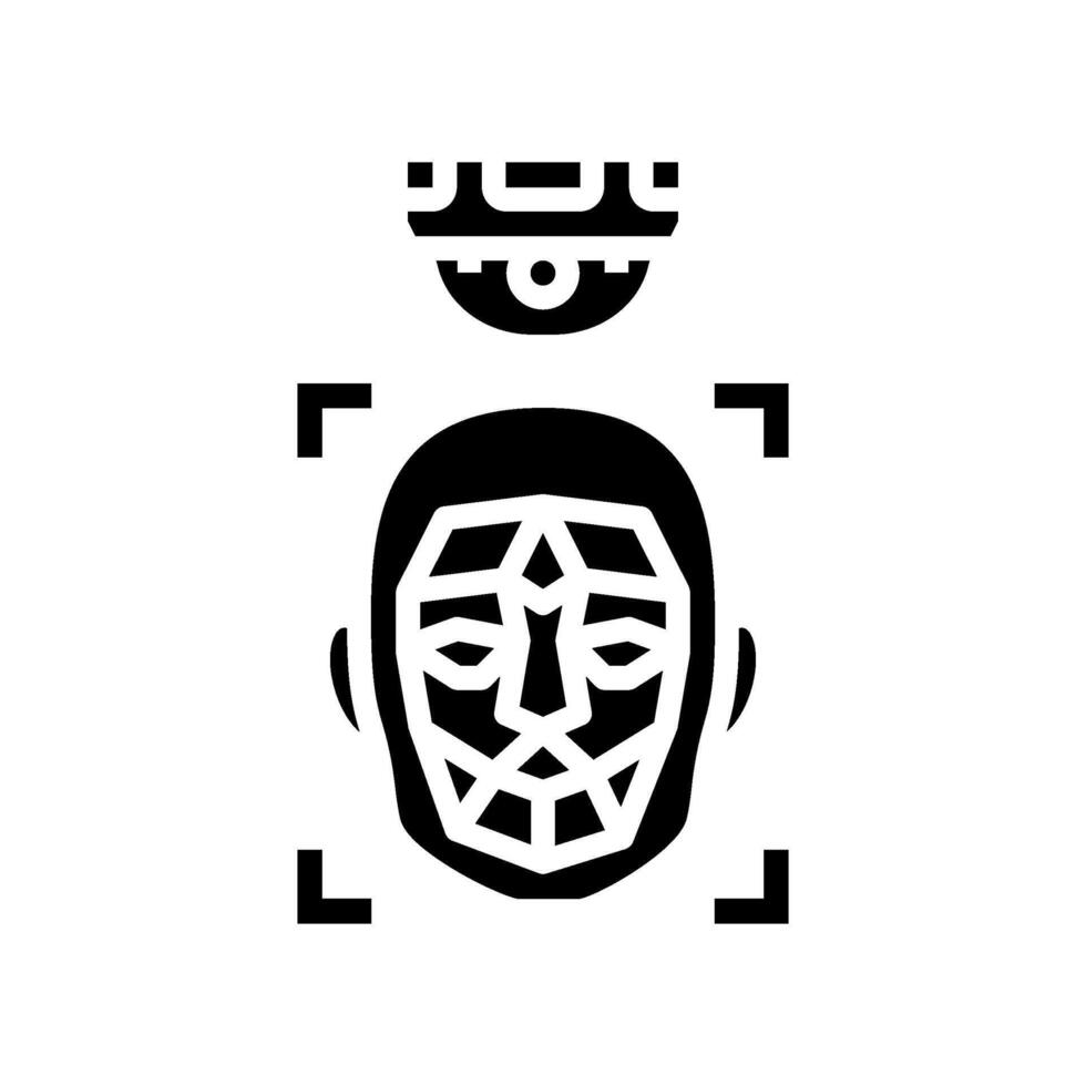 facial recognition camera social robotics glyph icon illustration vector