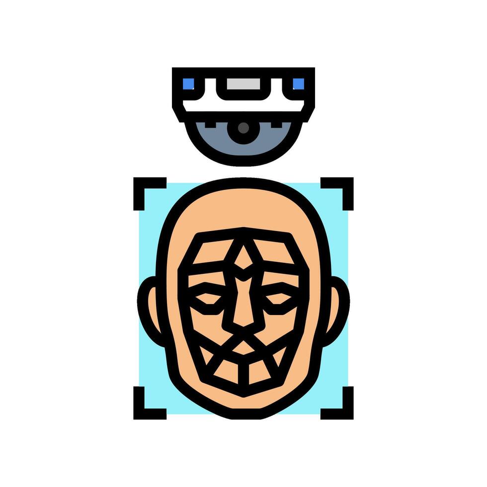facial recognition camera social robotics color icon illustration vector