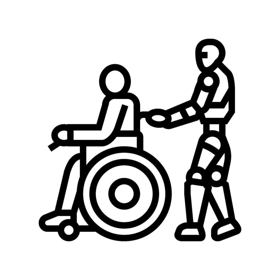 robot caregiver social robotics line icon illustration vector