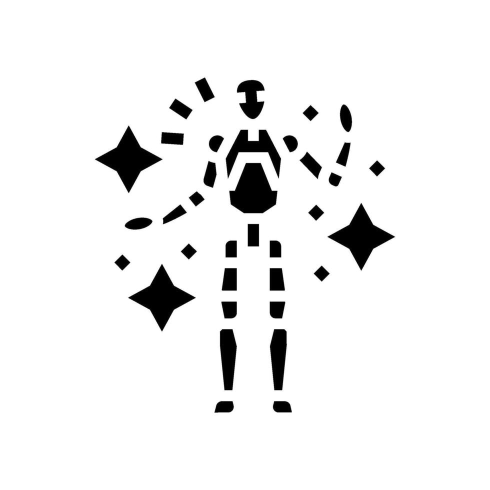 friendly robot waving social robotics glyph icon illustration vector