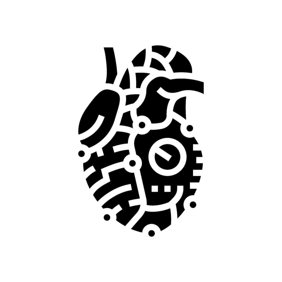 robot heart social robotics glyph icon illustration vector